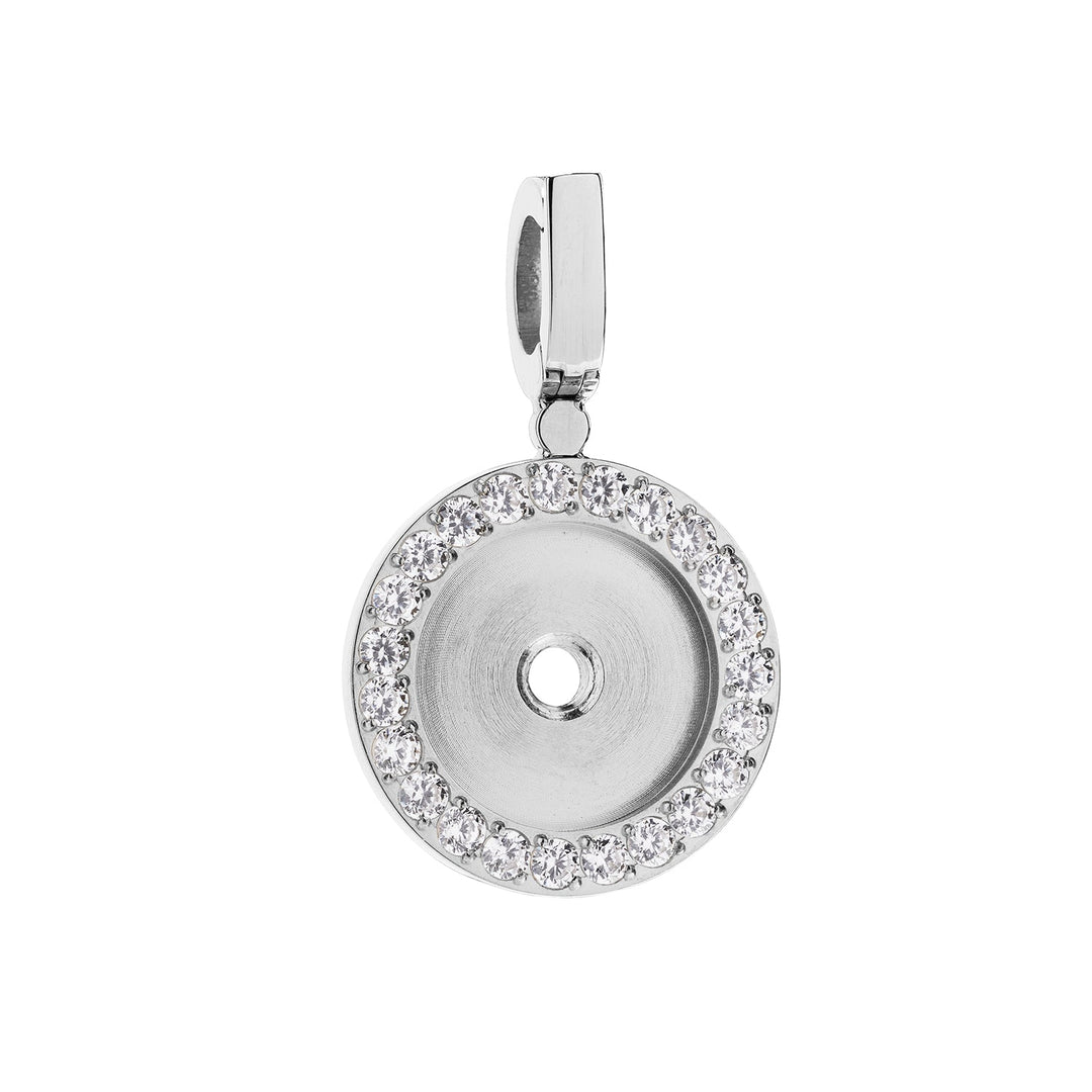 Portofino Basic Charm Carrier in silver-tone metal with a round 15mm base and open loop design.