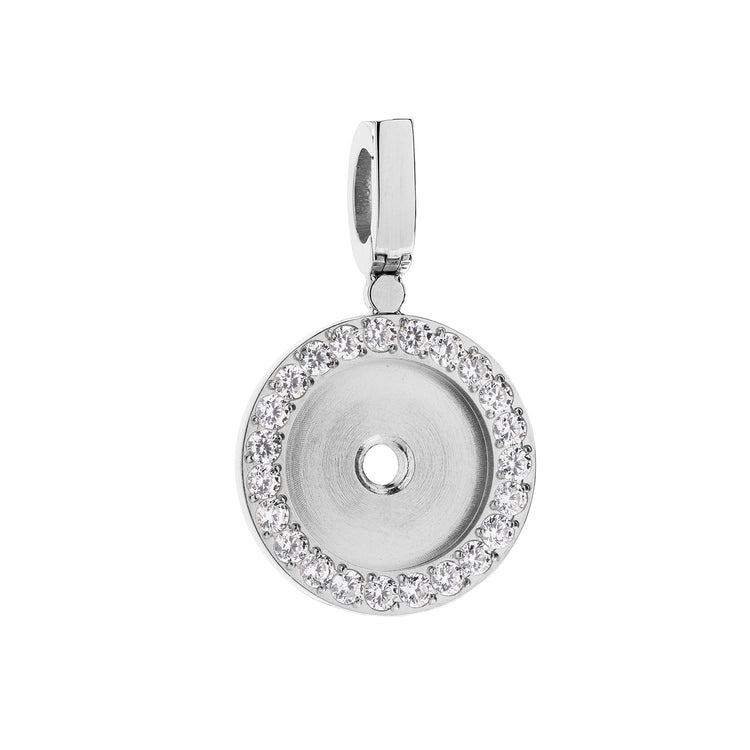 Portofino Basic Charm Carrier in silver-tone metal with a round 15mm base and open loop design.