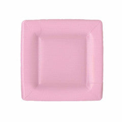 Light pink square paper salad and dessert plate.