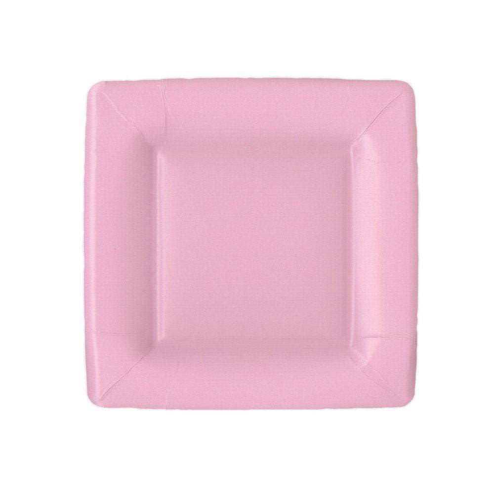 Light pink square paper salad and dessert plate.