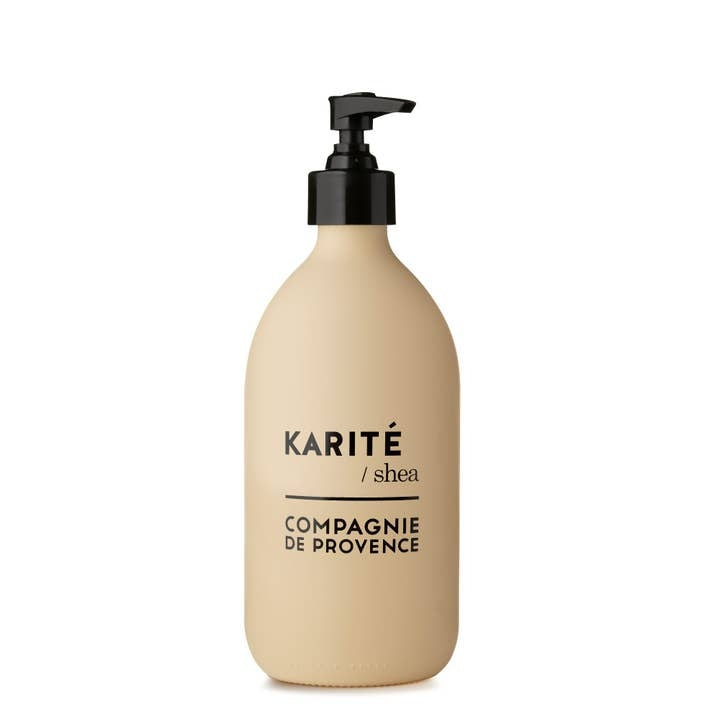 Compagnie de Provence Liquid Marseille Soap Shea Butter in a 16.7 fl oz glass pump bottle.