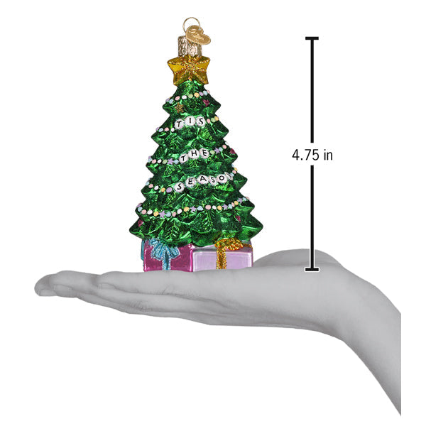 Friendship Tree Ornament: a small wooden tree with bracelets strung through its branches.