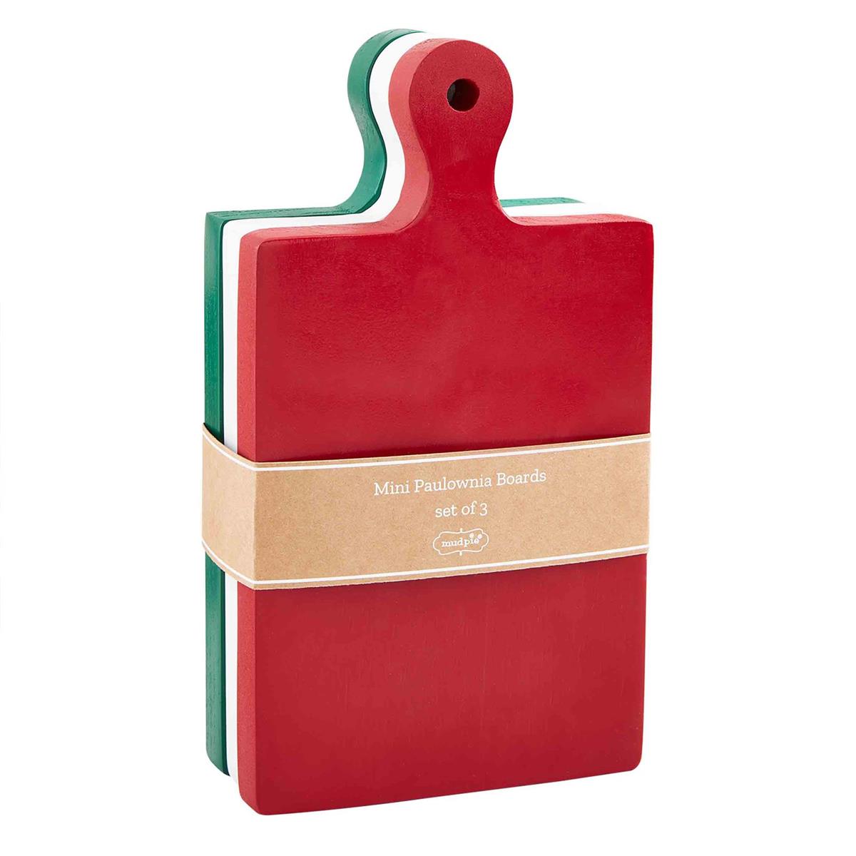 Red, white, and green Paulownia wood mini paddle board set with a compact silhouette.