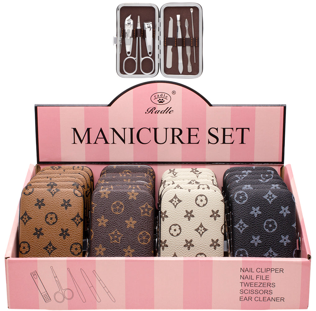 Manicure set with nail clipper, file, tweezers, scissors and ear cleaner