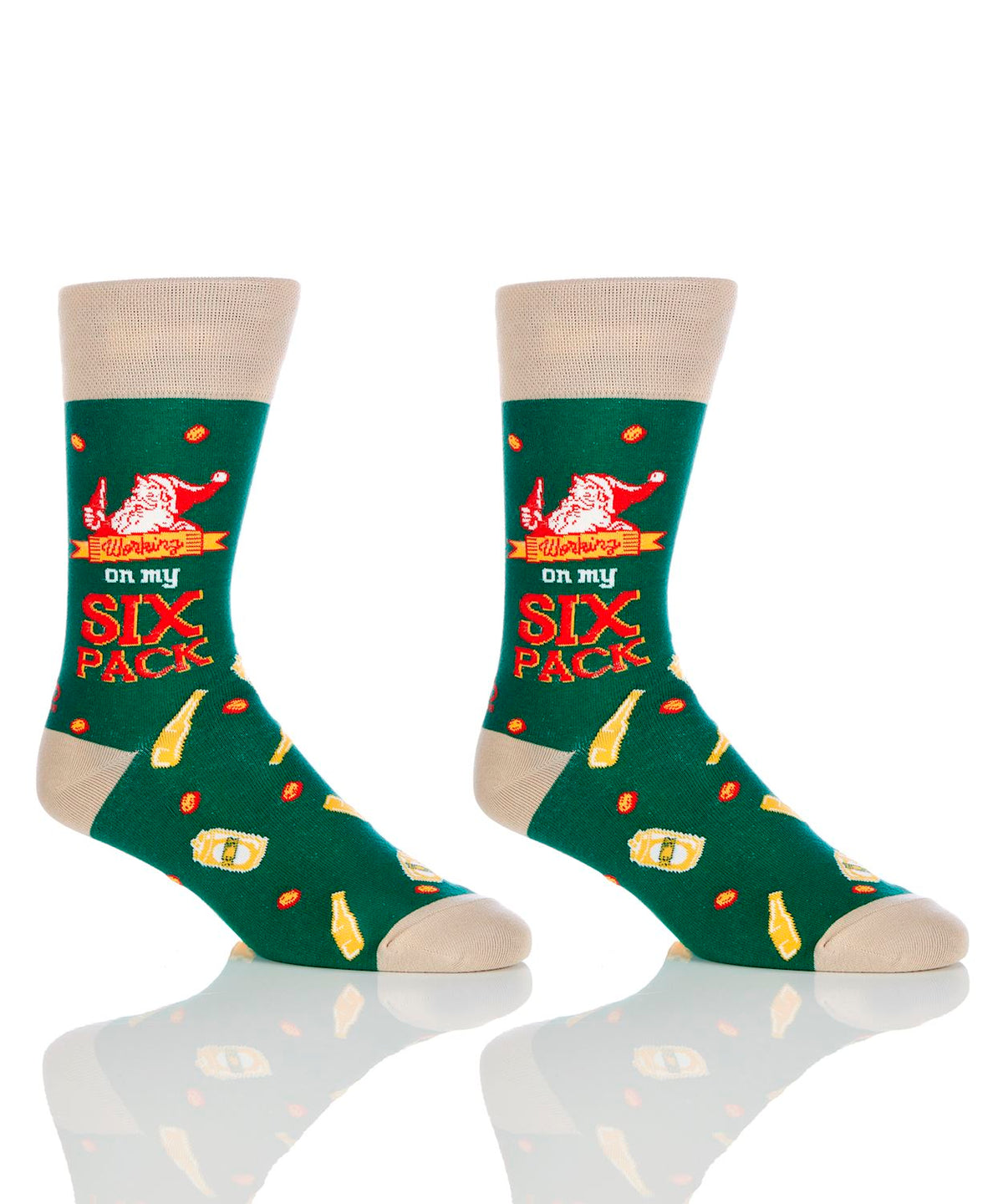 Men's crew socks in cotton blend with sentiment print designs.
