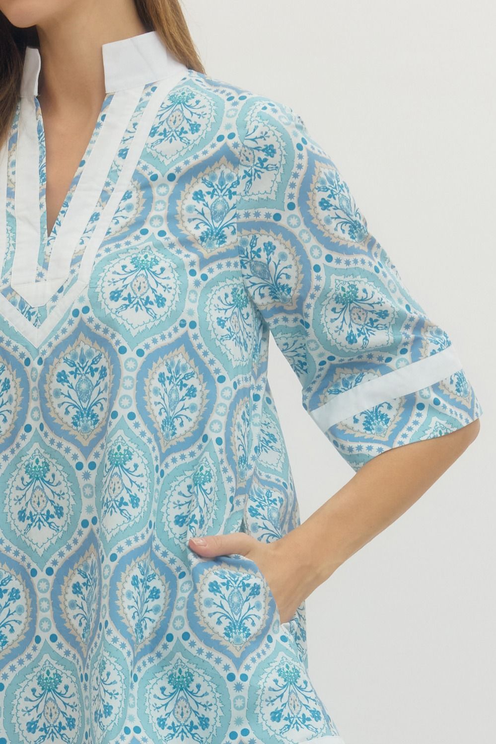 Elena Botanical Print ¾ Sleeve Mini Dress