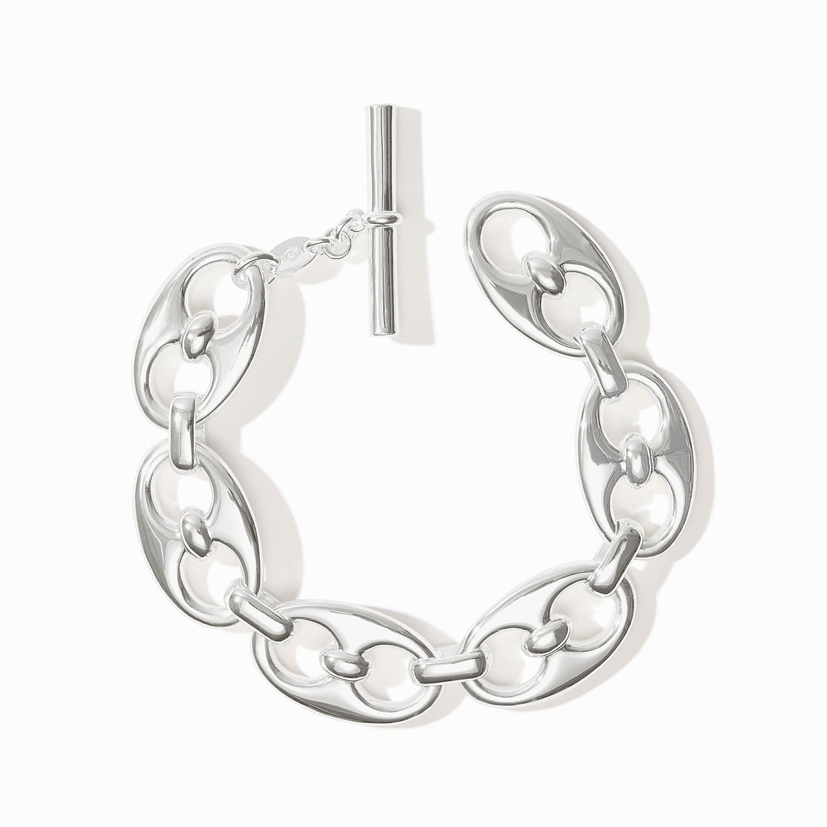 Silver Laguna Link Bracelet with large oval links and a toggle clasp closure.