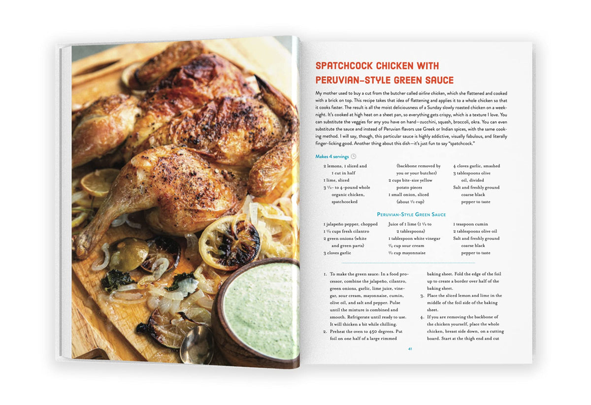 Hardcover cookbook Hot Little Suppers featuring seasonal family recipes with bright photography on cover.