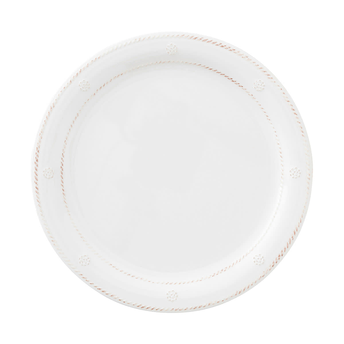 White melamine dinner plate with Berry & Thread motif featuring a subtle textured pattern.