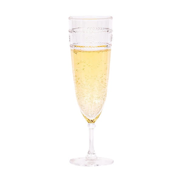 Isabella acrylic flute in clear with a flared bell shape.