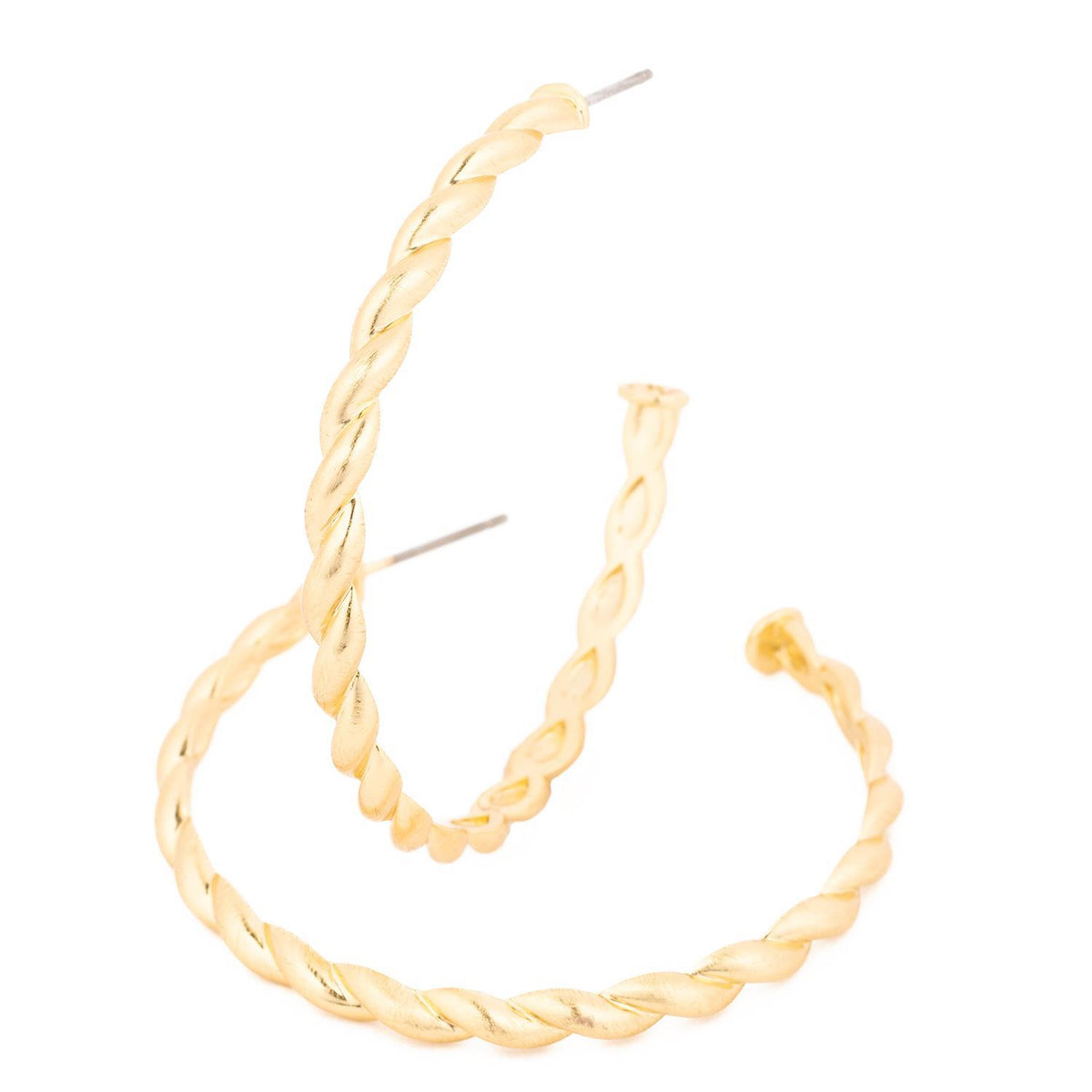 Gold hoop earrings with a smooth circular shape.