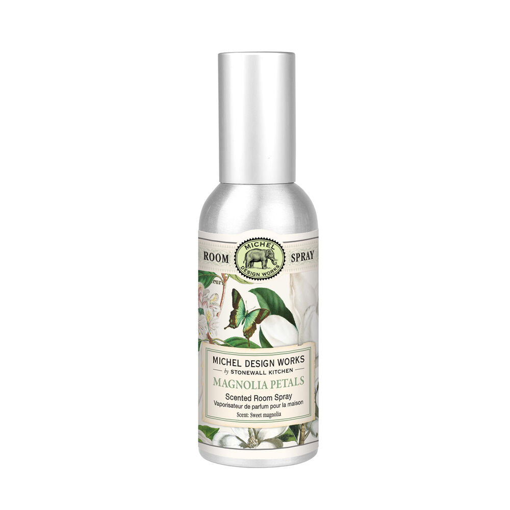 Magnolia Petals room spray bottle with floral label