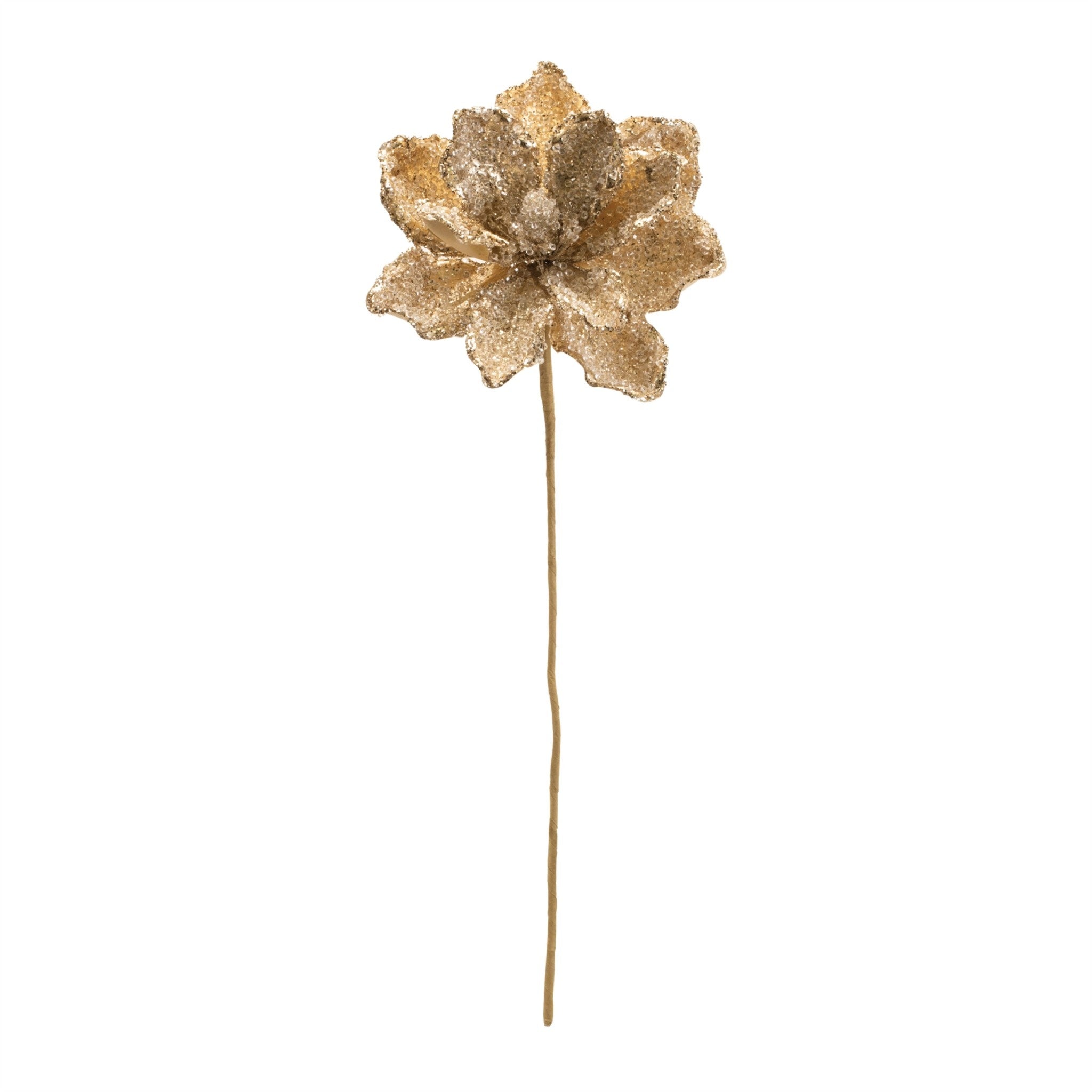 Tall magnolia stem decoration made of polyester with a natural green finish.