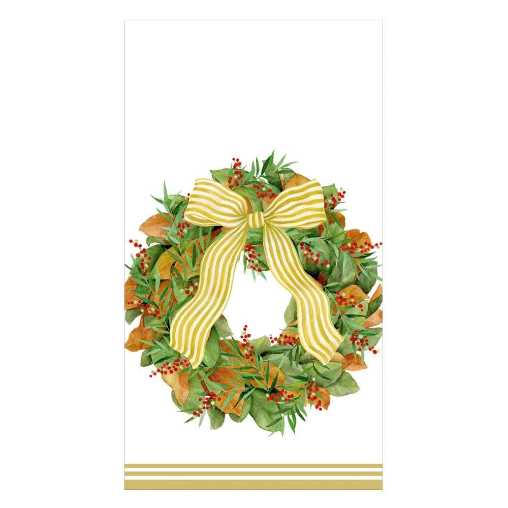 Pack of Magnolia Wreath guest towels featuring floral artwork printed in Germany.