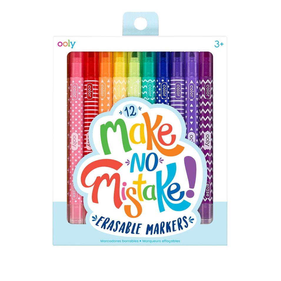 Set of Make No Mistake double-sided erasable markers with chisel and round tips in assorted colors.