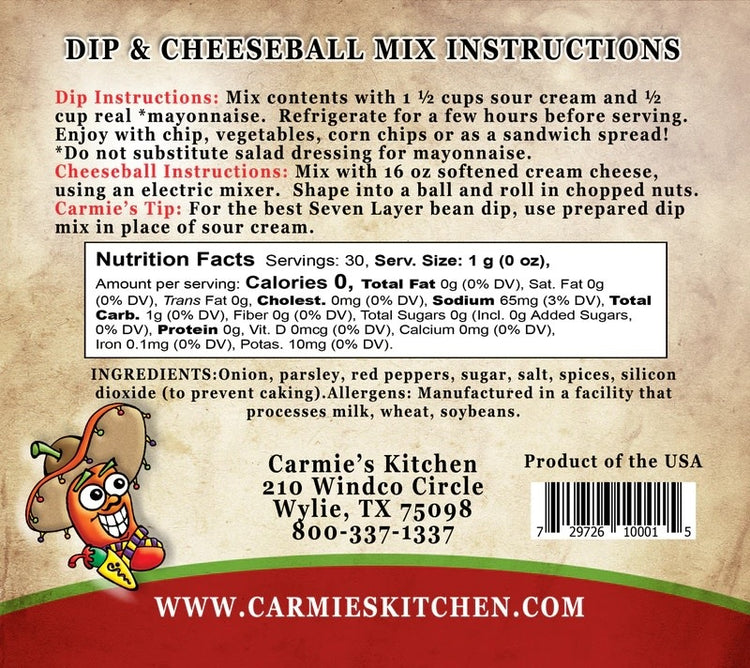 Bag of Mañana Mexican Dip Mix with visible seasoning blend