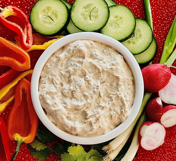 White pouch of Mañana Mexican Dip Mix with red accents