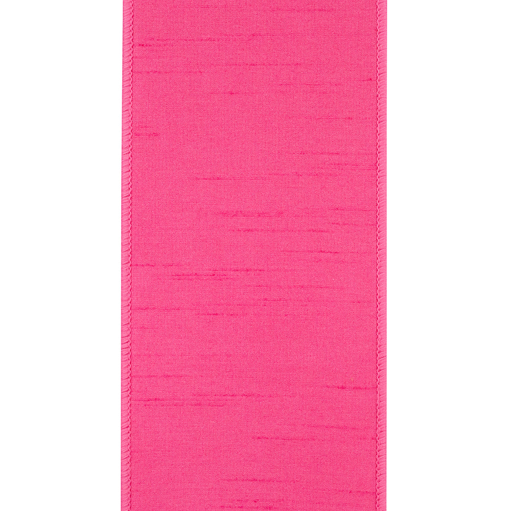 Pink wired-edge ribbon with Asian Vista chinoiserie floral print.