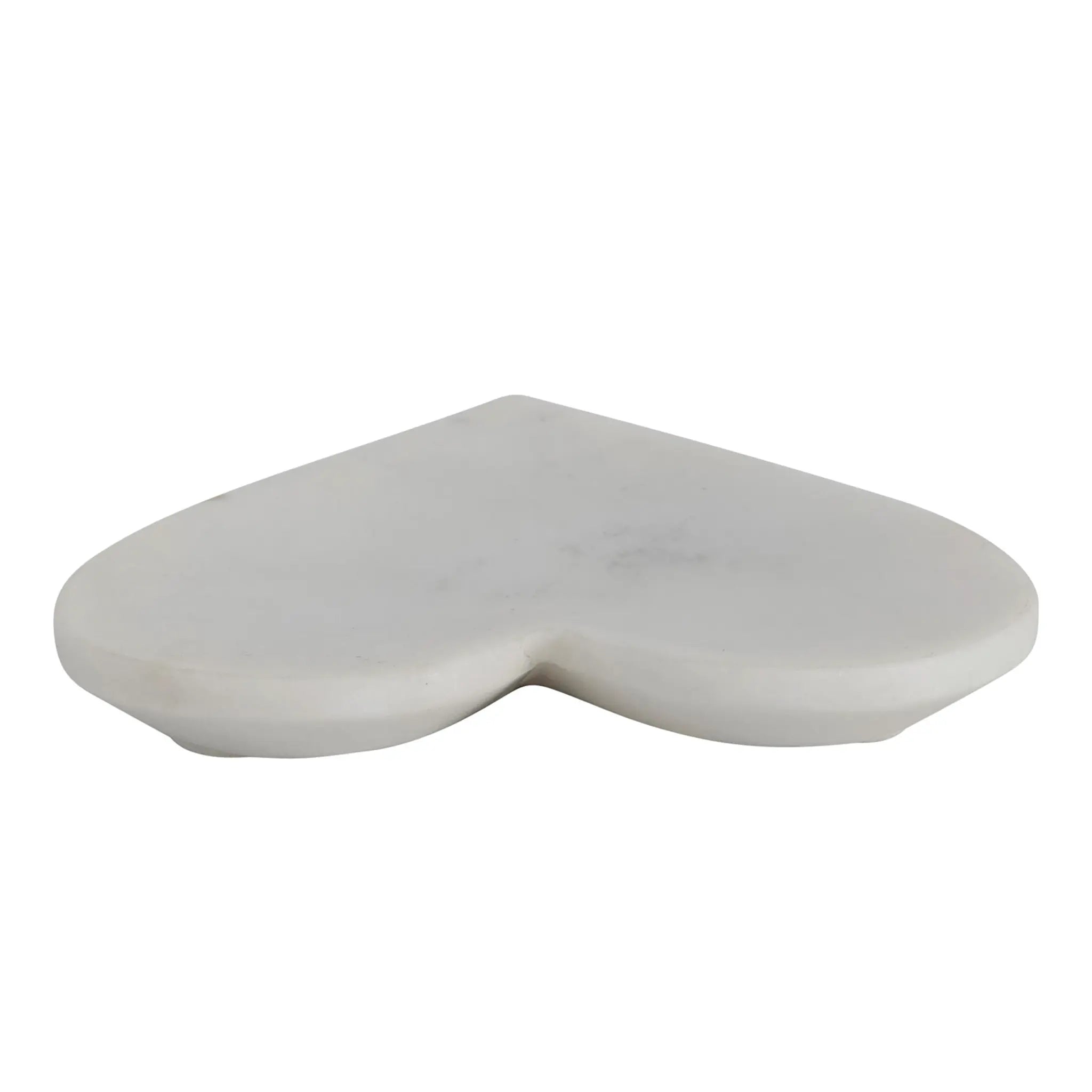 Heart-shaped decorative dish made from white marble with a smooth carved surface.