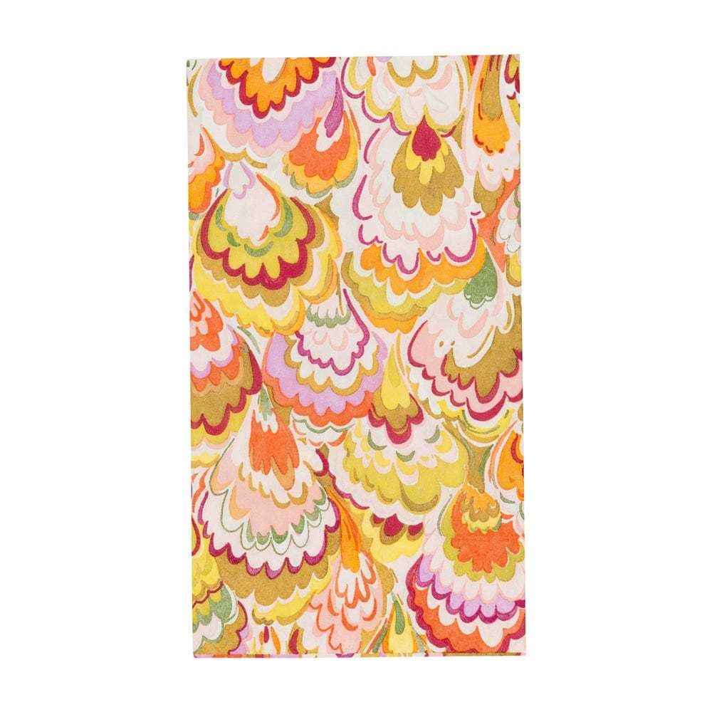 Marbled Ceramica guest towel in raspberry chartreuse with a marbled pattern on paper linen material.