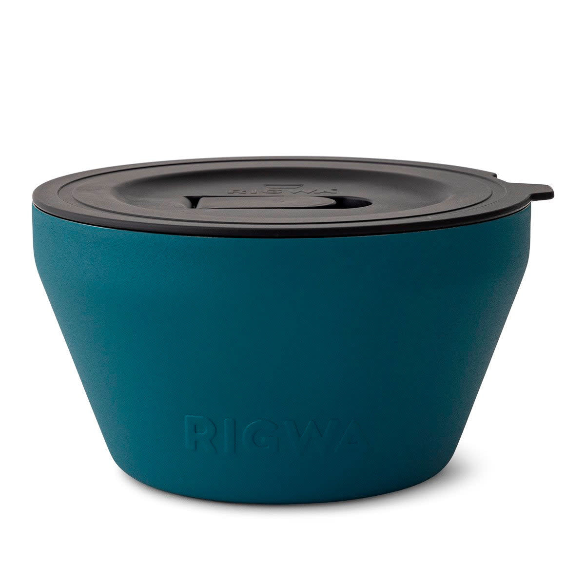 Marine blue stainless steel insulated bowl with spill-proof lid