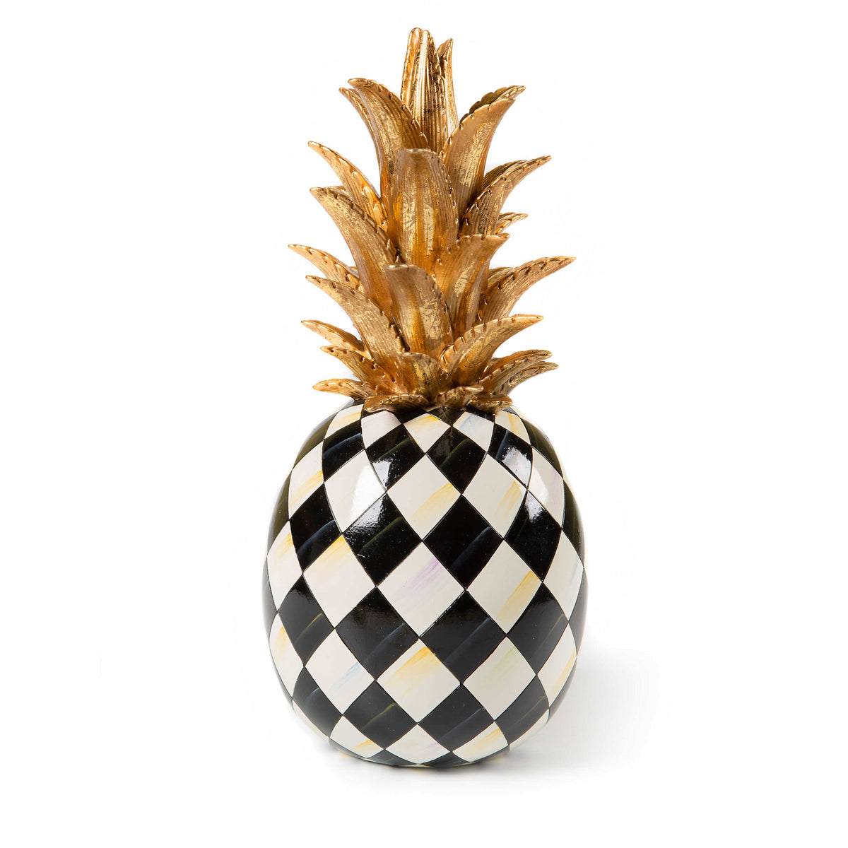 Resin pineapple marquee sign with a tropical leaf pattern on a white background.