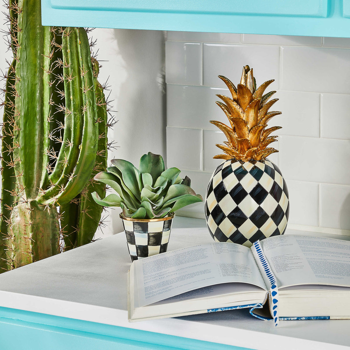 Handmade resin pineapple marquee sign with a natural wood-tone finish.