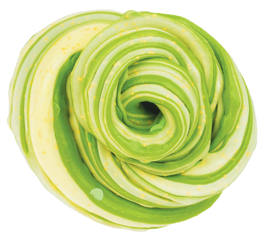 Tin container holding Mashups Scentsory Duos putty in popcorn yellow and pickle green silicone.