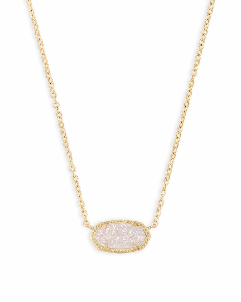 Elisa Short Pendant Necklace in gold-tone metal with a small geometric pendant on an adjustable chain.