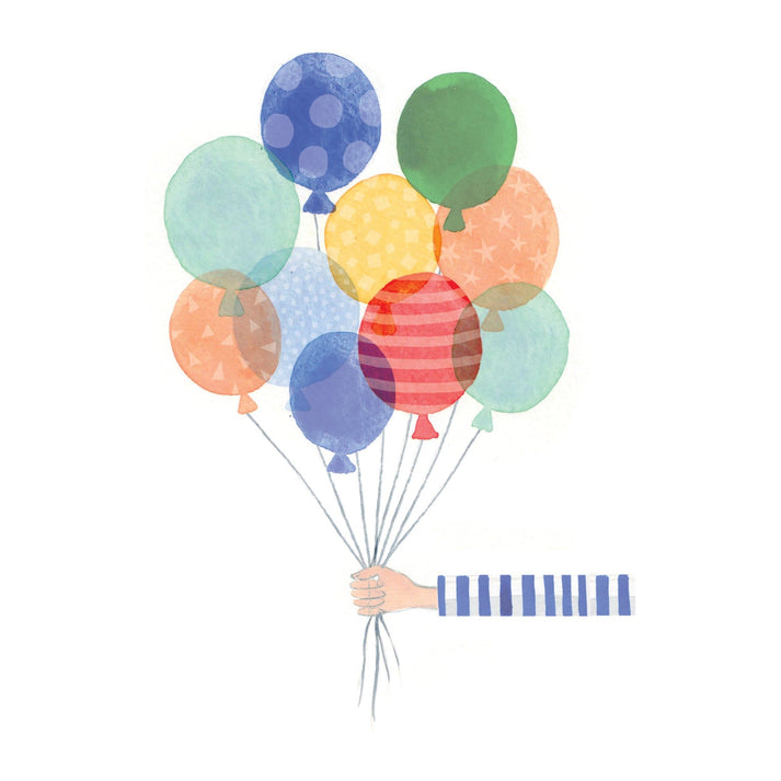 Birthday bunch of balloons with embossed Happy Birthday text on white latex.