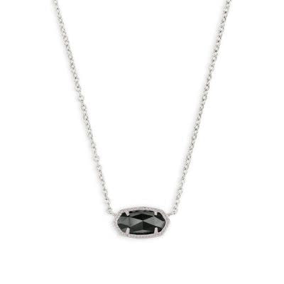 Elisa Short Pendant Necklace on a silver chain with an adjustable sliding bead closure.