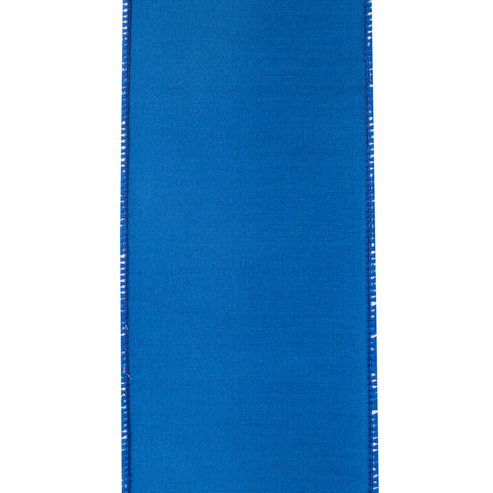 4 inch wide porcelain blue twill deluxe dupioni wired edge ribbon with a textured fabric finish.