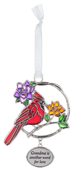 Zinc Blooms & Birds ornament featuring a floral bird silhouette measuring 3.75 inches high.