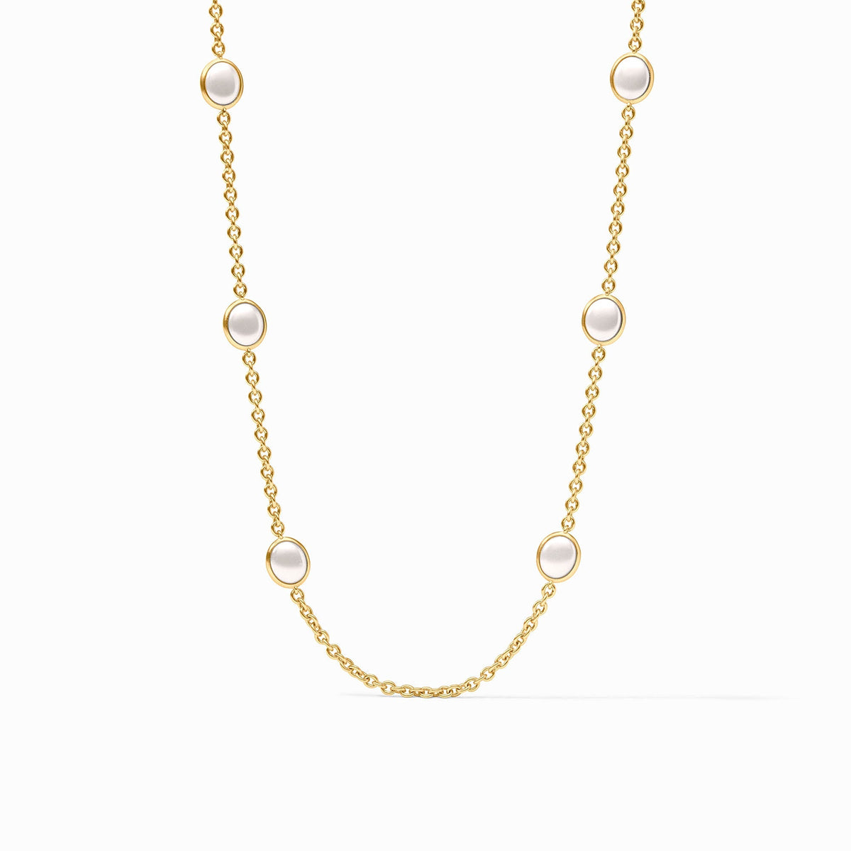 Laguna Stone Station necklace featuring a gold-plated toggle clasp on an imported glass chain.