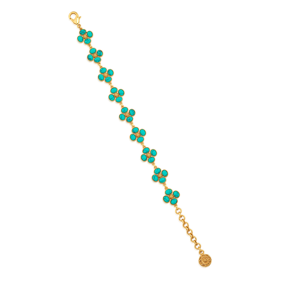Turquoise Berry Clover link bracelet with a silver-toned clasp