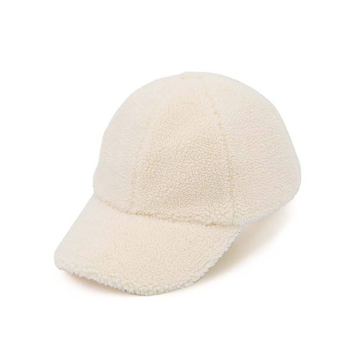 Black C.C brand sherpa cap with a folded brim and embroidered logo tag.