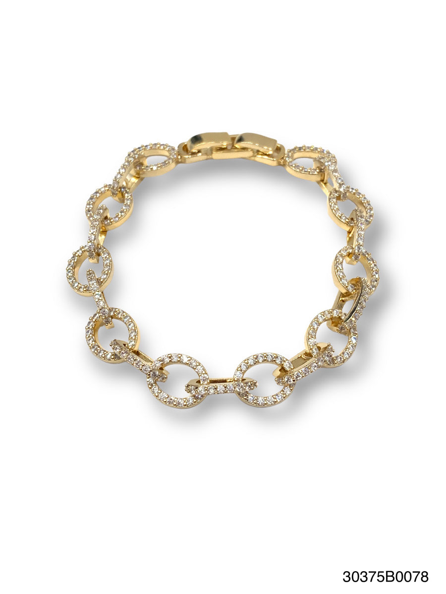 Othelia Link bracelet in silver-tone metal with clear cubic zirconia stones and a hook closure.