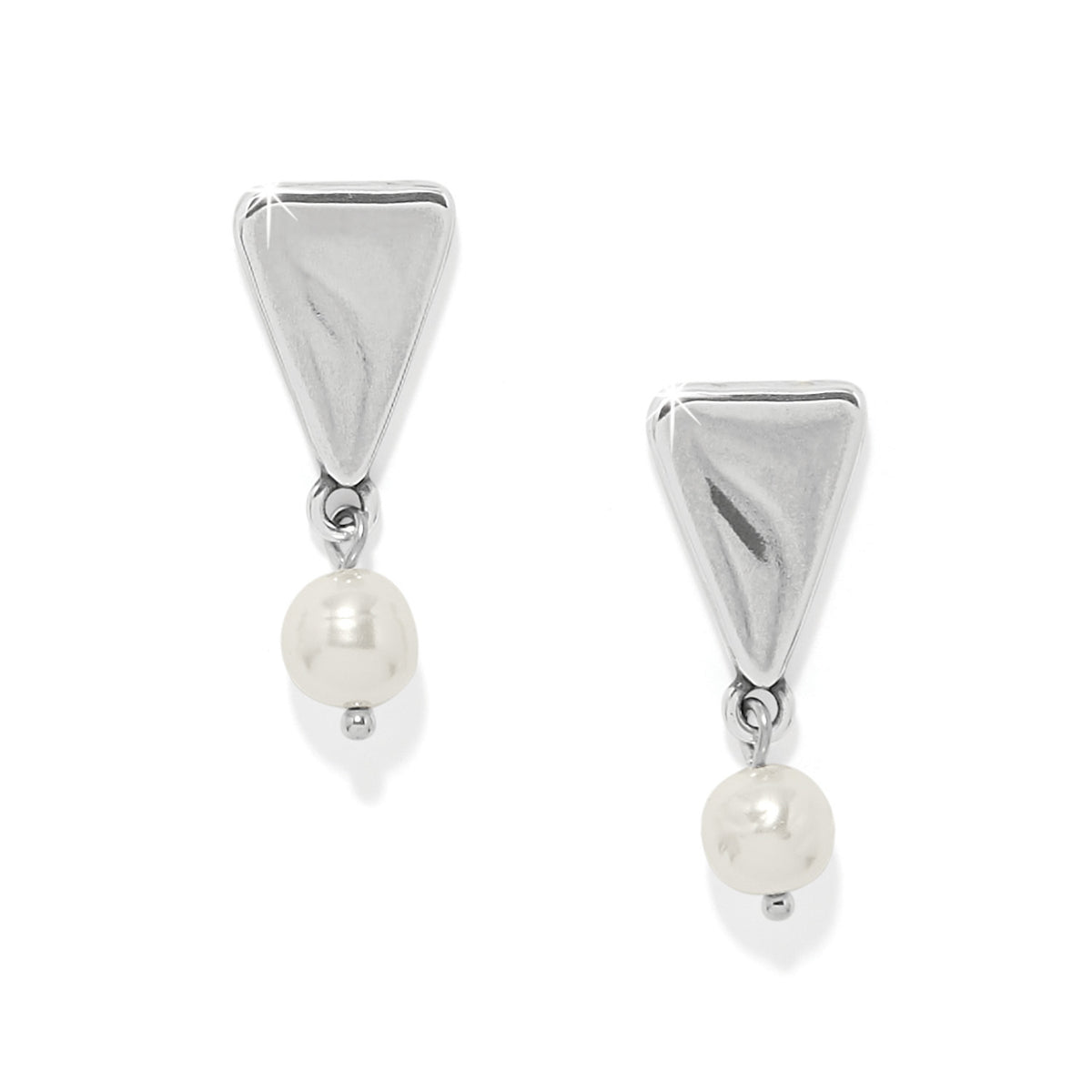 Silver-plated Cascade Tresa Pearl post drop earrings with flat disc backs