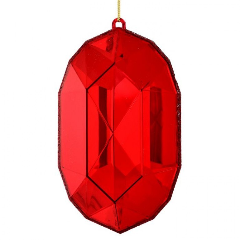 6.5-inch oval acrylic ornament featuring a precious gem center with clear material.