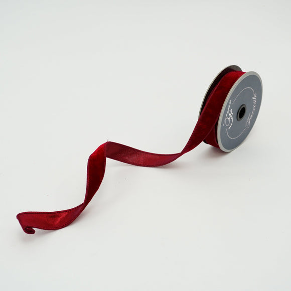 .75-inch wired velvet ribbon with a luster finish in neutral tone