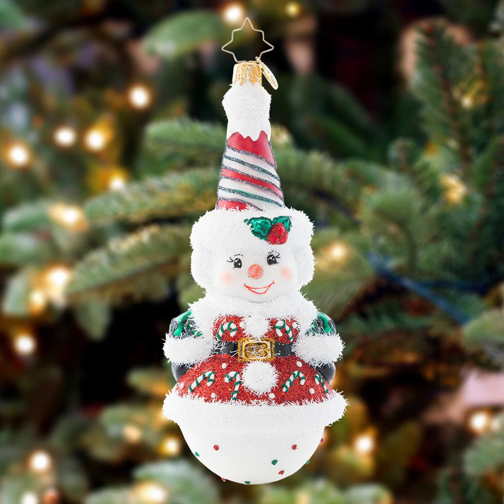 Twice As Nice Snowman plush toy in white with black eyes and carrot nose.