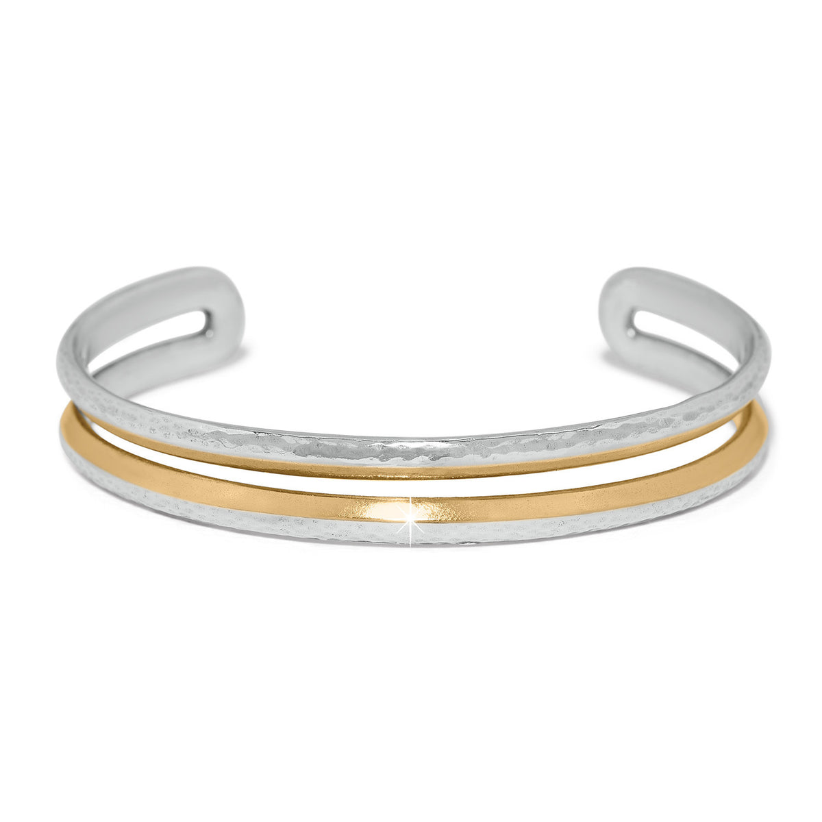 Silver-gold two-tone Medici Flex cuff bracelet with a smooth finish.
