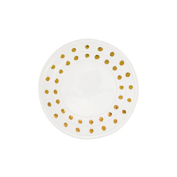 Medici Gold Salad Plate in white Terra Bianca earthenware with gold rim detail