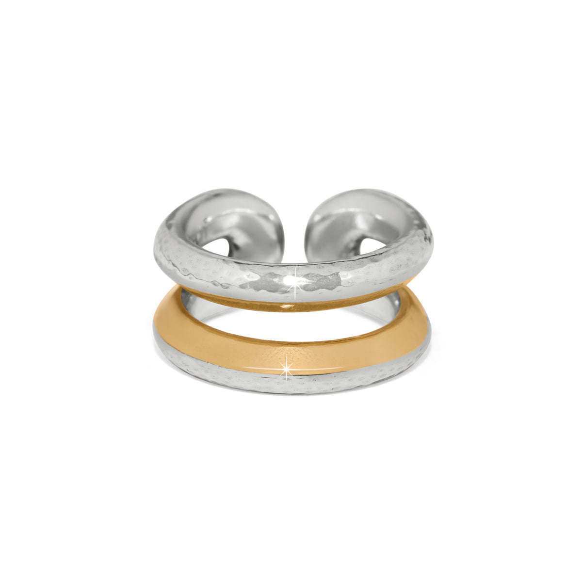 Silver-plated Medici ring with a gold finish featuring an intricate filigree pattern and oval silhouette.