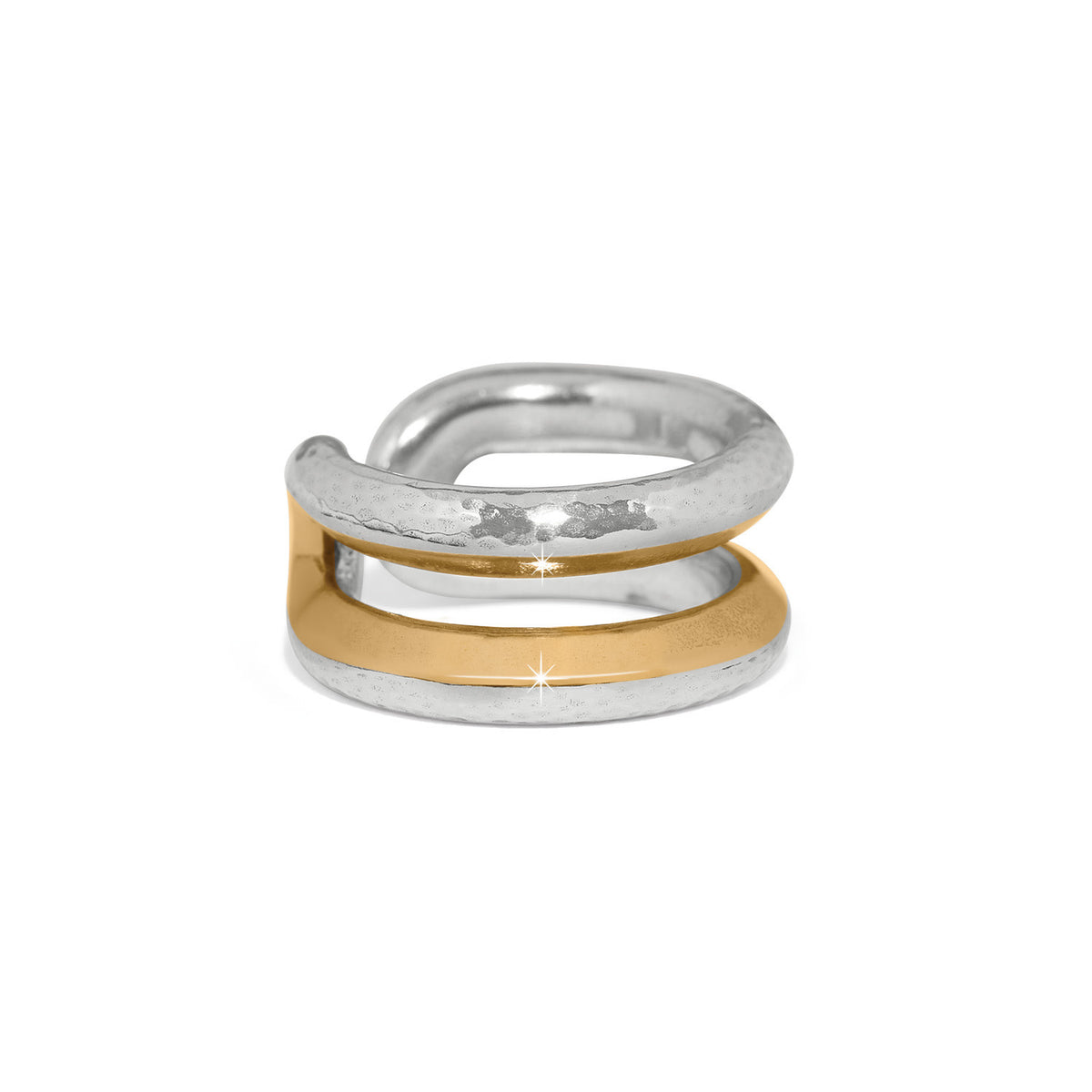 Silver-plated Medici ring with a gold finish featuring an intricate filigree pattern and classic silhouette.