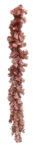 6ft red and white striped PVC Christmas garland with a pine needle texture.