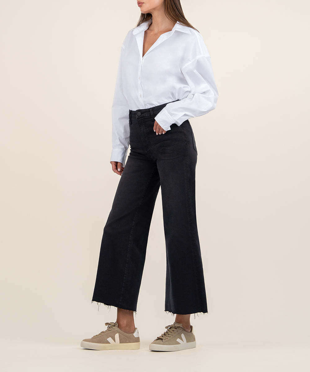 Meg High Rise Fab Ab Wide Leg Raw Hem