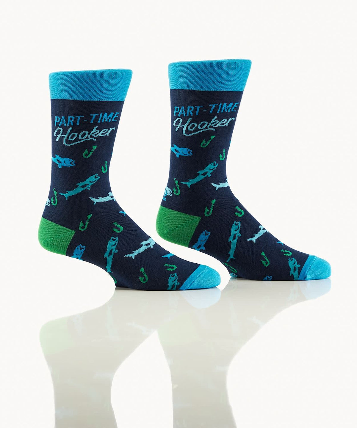 Men's crew sock in cotton with a hooker print pattern on the cuff.
