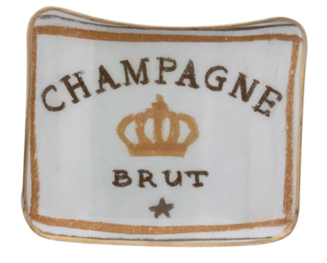 Enameled Metal Tray with Gold Edge