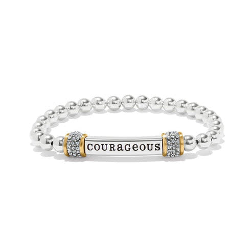 Two-tone silver and gold stretch bracelet with a delicate finish.